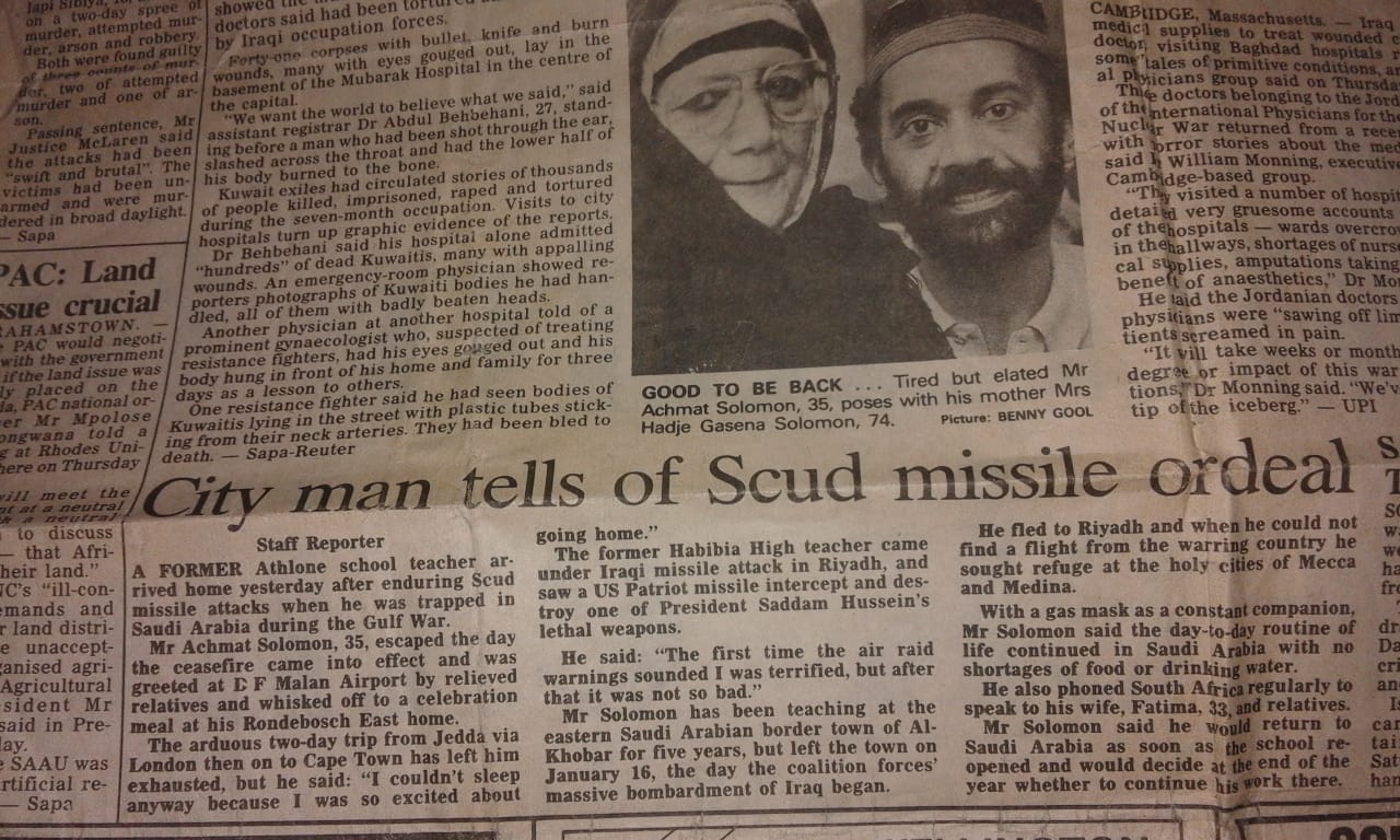 Achmat Solomon Gulf War news clipping