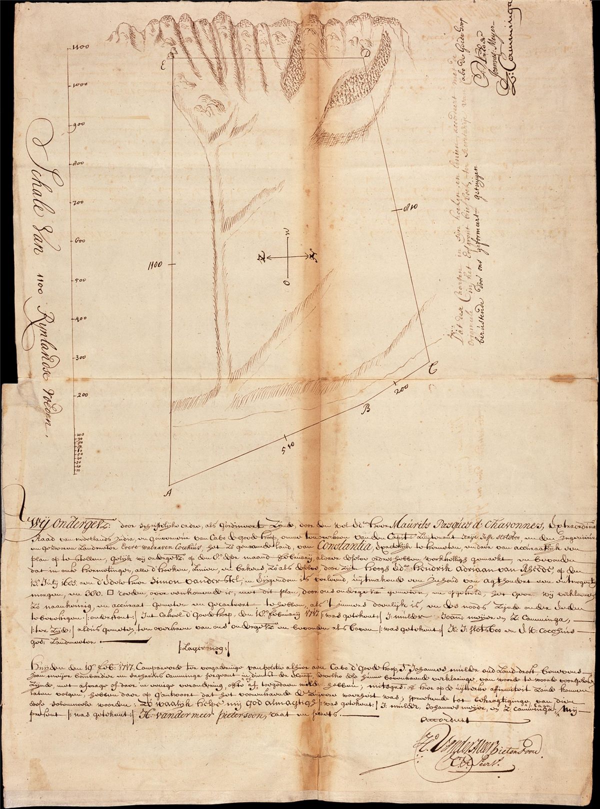 A 1717 Dutch survey map of the Constantia estate